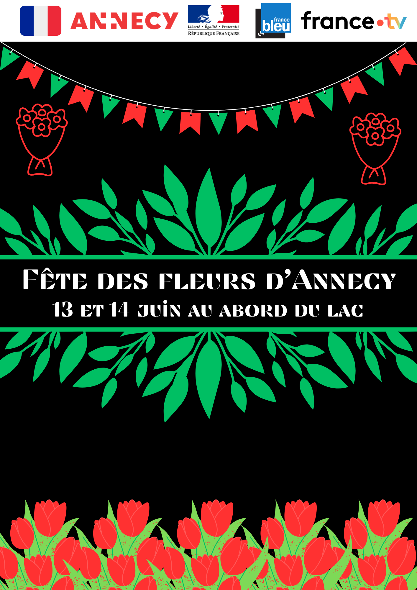 Affiche verticale Fête des fleurs Annecy